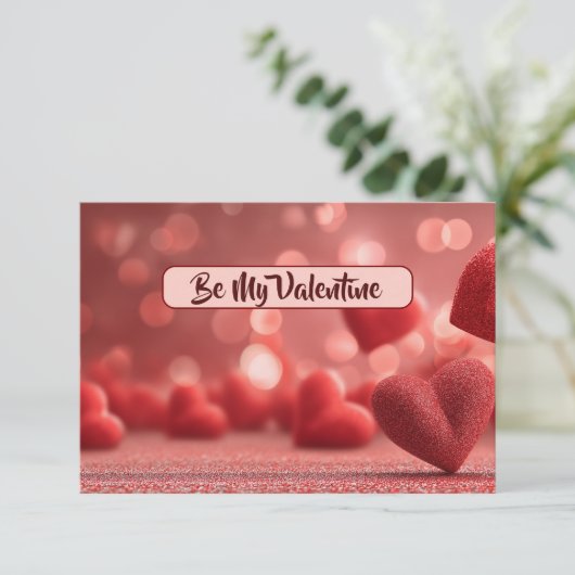 Love-Filled Be My Valentine Flat Romantic Card サンキューカード (スタンド正面)