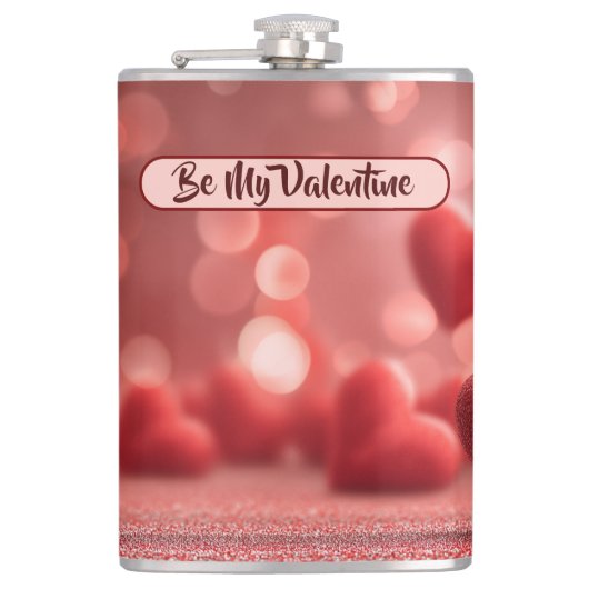 Love-Filled Be My Valentine Vinyl Wrapped Flask フラスク (正面)