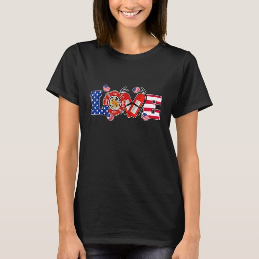 Love Firefighter Firefighter  Women Man Tシャツ (正面)