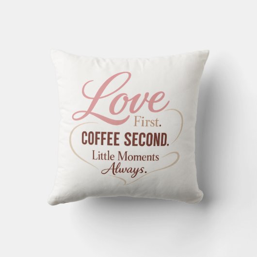 Love First Coffee Second Mom Life Typography Desig クッション (裏面)