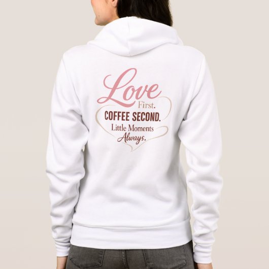Love First Coffee Second Mom Life Typography Desig パーカ (裏面)