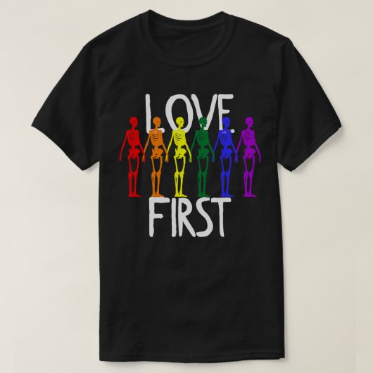 LOVE FIRST RAINBOW COLORS HOMO Skeleton Tシャツ (デザイン正面)