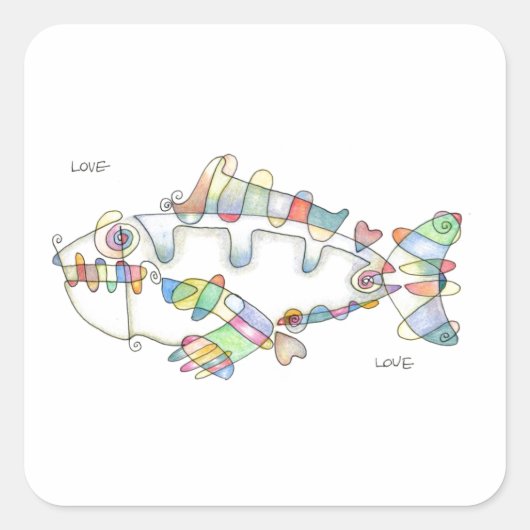 love fish love スクエアシール (正面)