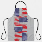 LOVE FLAG USA/EEUU TEXT BRUSH STROKE BY MASANSER P エプロン (正面)