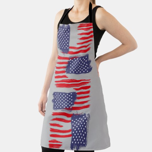 LOVE FLAG USA/EEUU TEXT BRUSH STROKE BY MASANSER P エプロン (インサイチュ)