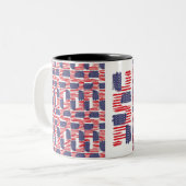 LOVE FLAG USA/EEUU TEXT BRUSH STROKE BY MASANSER P ツートーンマグカップ (正面左)