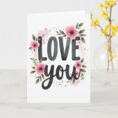 Love Floral Art Card カード (黄色い花)