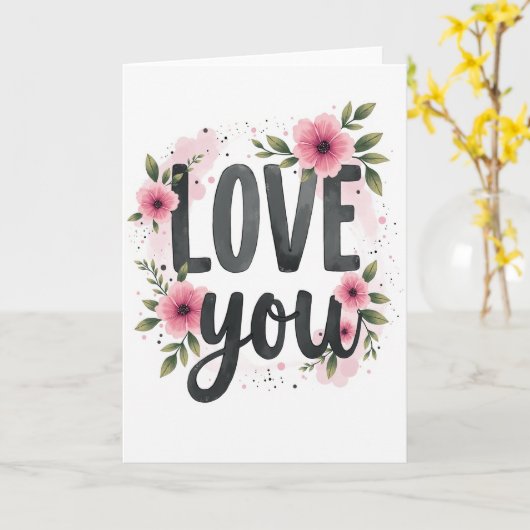 Love Floral Art Card カード (黄色い花)
