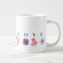 LOVE Floral Butterfly Mug – Romantic Gift for Her ジャンボコーヒーマグカップ