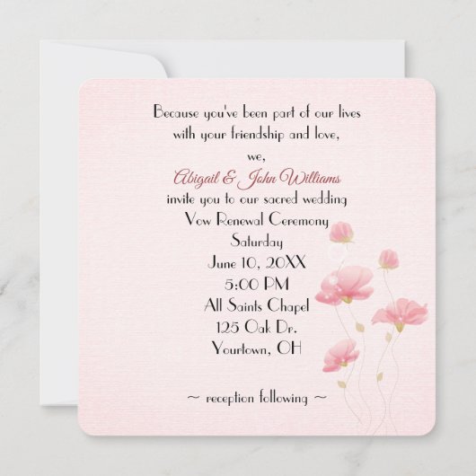 LOVE Floral Design for Wedding Vow Renewal 招待状 (裏面)