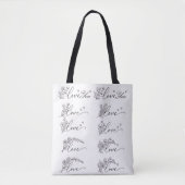 Love & Floral Line Art in 5 set tote bag トートバッグ (正面)