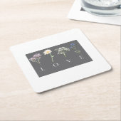 LOVE Floral  – Romantic Botanical Print スクエアペーパーコースター (アングル)