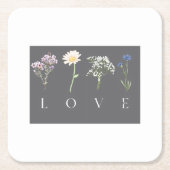 LOVE Floral  – Romantic Botanical Print スクエアペーパーコースター (正面)