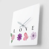 Love Floral Romantic Valentine’s Gift, Home Décor スクエア壁時計 (傾斜)