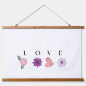 LOVE Floral Wall Art – Romantic Botanical Print  吊り下げ型タペストリー (正面)