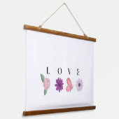 LOVE Floral Wall Art – Romantic Botanical Print  吊り下げ型タペストリー (傾斜あり)
