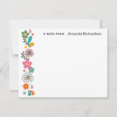 LOVE Flower Power Groovy 70のテーマフラットノートカード サンキューカード (正面)