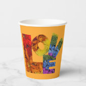 Love Flowersコレクションオレンジ背景 紙コップ (正面)