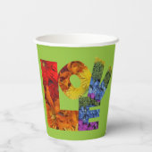 Love Flowersコレクショングリーンバックグラウンド 紙コップ (裏面)
