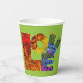 Love Flowersコレクショングリーンバックグラウンド 紙コップ (正面)