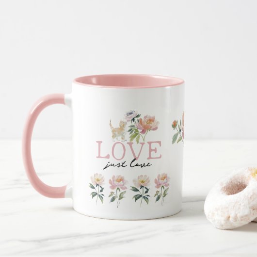 Love, Flowers and Kitten Beautiful Mug マグカップ (ドーナツ)