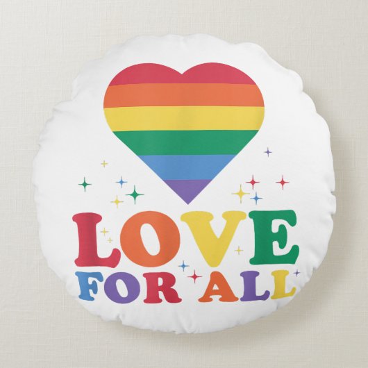 Love For All LGBTQレインボープライドゲイレズビアンLGBT ラウンドクッション (正面)