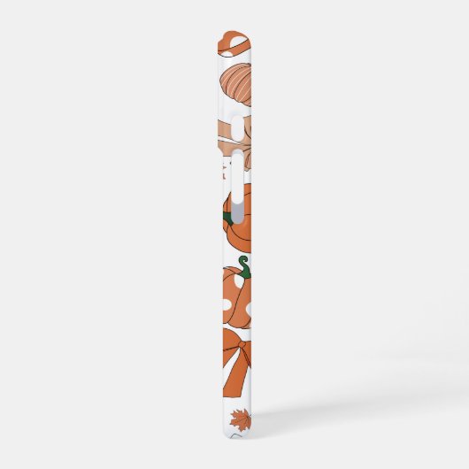 Love for Autumn Fall Pumpkins Bows Leaves Pattern iPhone 16ケース (左側面)