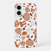 Love for Autumn Fall Pumpkins Bows Leaves Pattern iPhone 16ケース (裏面)