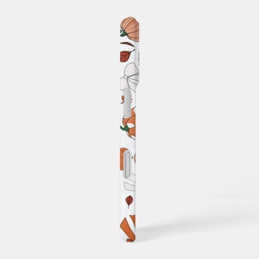 Love for Autumn Fall Pumpkins Bows Leaves Pattern iPhone 16ケース (右側面)