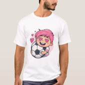 Love for soccer kawaii anime design tシャツ (正面)