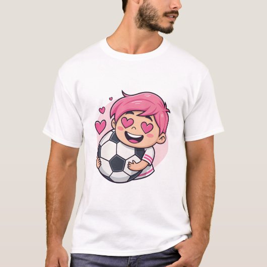 Love for soccer kawaii anime design tシャツ (正面)