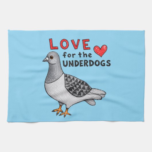 Love for the Underdogs – Geschirrtuch mit Taube キッチンタオル (横)