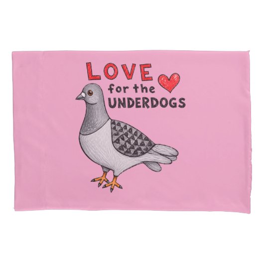 Love for the Underdogs – Rosa Kissenbezug Taube 枕カバー (正面)