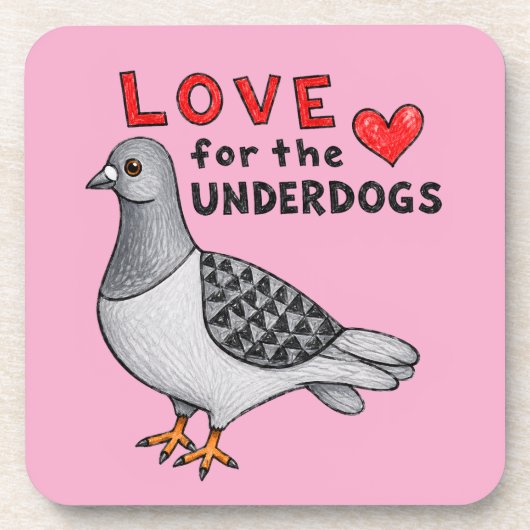 Love for the Underdogs – Rosa Untersetzer Taube コースター (正面)