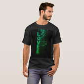LOVE Forest Fade - 縦書きグリーン・タイポグラフィ Tシャツ (正面フル)