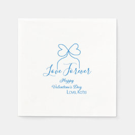 Love Forever blue bow happy Valentine's day name d スタンダードカクテルナプキン