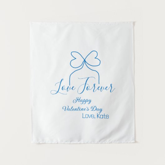 Love Forever blue bow happy Valentine's day name d タペストリー (正面)