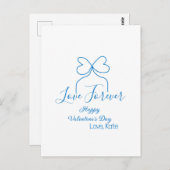 Love Forever blue bow happy Valentine's day name d ポストカード (正面/裏面)