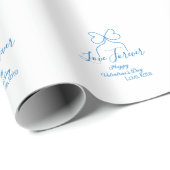 Love Forever blue bow happy Valentine's day name d ラッピングペーパー (ロールコーナー)