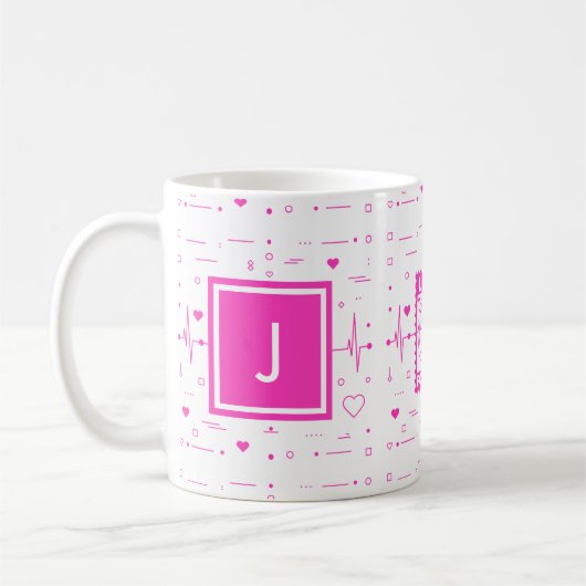 Love forever Customize it with your initials コーヒーマグカップ (左)