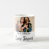 Love Forever LGbtqカップルプライド追加フォト名sim コーヒーマグカップ (中央)