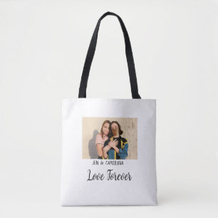 Love Forever LGbtqカップルプライド追加フォト名sim トートバッグ