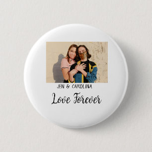 Love Forever LGbtqカップルプライド追加フォト名sim 缶バッジ