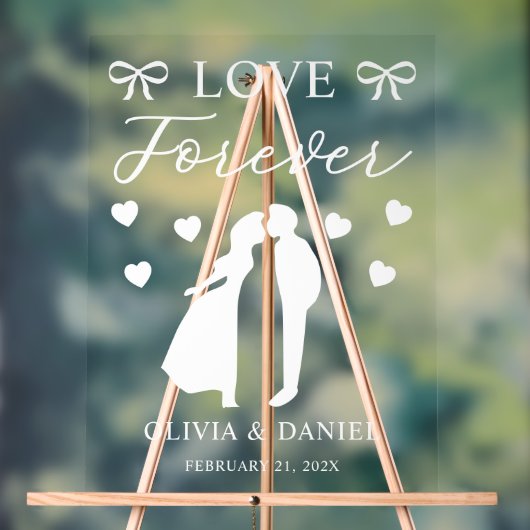 Love & Forever Personalized Wedding アクリルサイン (ニュートラル)