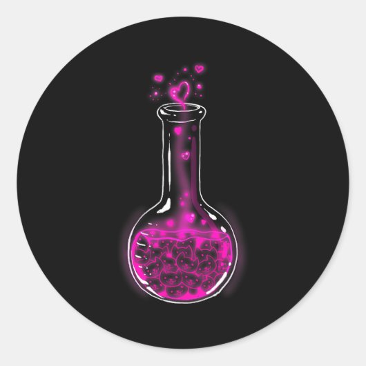 Love Formula Cats Lovers Cat Lab Lady Valentines  ラウンドシール (正面)