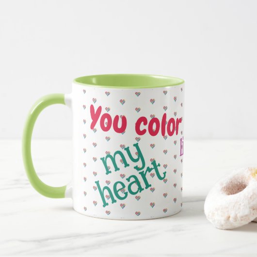 Love, Friendship, Rainbow Hearts, Colorful Mug マグカップ (ドーナツ)