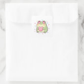 Love Frog Sticker Cute Romantic Frog Heart Kawaii  スクエアシール (バッグ)