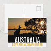 Love From Australia Kangaroo Sunset ポストカード (正面/裏面)