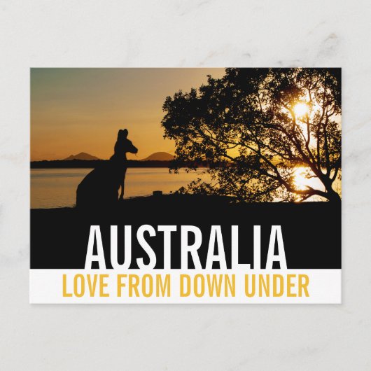 Love From Australia Kangaroo Sunset ポストカード (正面)