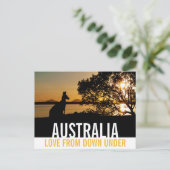 Love From Australia Kangaroo Sunset ポストカード (スタンド正面)